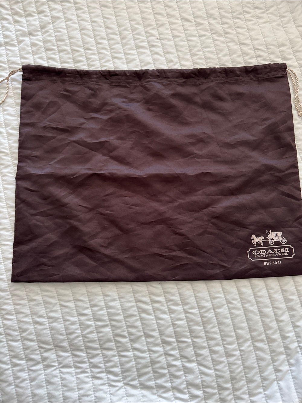 COACH Brown Drawstring Dust Bag with Logo
